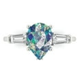 thumbnail image 1 of 2.5 ctw 3 Stone Anniversary Ring for Women | Pear Cut Blue Moissanite | Hyperallergenic Solid 14K White Gold, 1 of 5