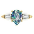 thumbnail image 1 of 2.5 ct Pear Cut Blue Moissanite Three-Stone Engagement Ring for Women in 18K Yellow Gold, 1 of 5