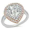 thumbnail image 1 of 2.5 ct Pear Cut Genuine Cultured Diamond SI1-SI2 J-K 18K White Rose Gold Halo Promise Wedding Statement Engagement Designer Ring size 3.5, 1 of 7