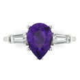 thumbnail image 1 of Clara Pucci 14K White Gold Solid Gold Amethyst Three-Stone Anniversary Ring for Women - 2.5 cttw Pear Cut, 1 of 7
