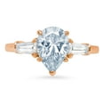 thumbnail image 1 of 2.5 ct Pear Cut Natural Aquamarine 3 Stone 18K Rose Gold Womens Engagement Ring, 1 of 4
