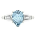 thumbnail image 1 of 2.5 ct Pear Cut Natural Aquamarine Three-Stone Engagement Ring for Women in 18K White Gold, 1 of 5