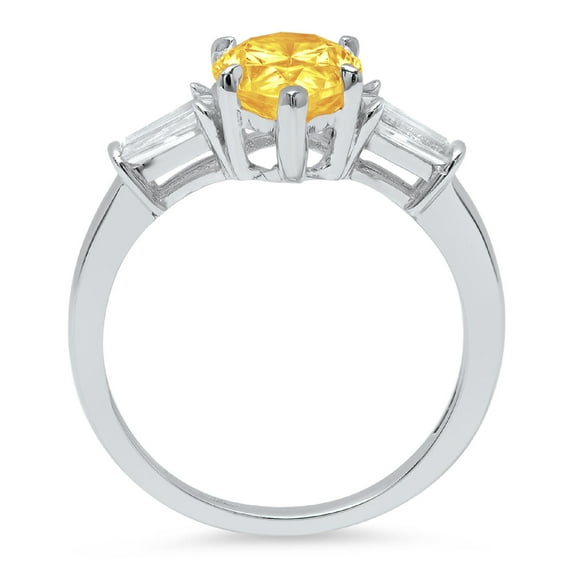 2.5 ct Pear Cut Natural Citrine Three-Stone Engagement Ring for Women in 18K White Gold