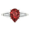thumbnail image 1 of Clara Pucci 14K White Gold Solid Gold Garnet Three-Stone Anniversary Ring for Women - 2.5 cttw Pear Cut, 1 of 7