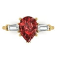 thumbnail image 1 of 2.5 ct Pear Cut Natural Garnet Three-Stone Engagement Ring for Women in 18K Yellow Gold, 1 of 5