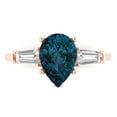 thumbnail image 1 of 2.5 ctw 3 Stone Anniversary Ring for Women | Pear Cut Natural London Blue Topaz | Hyperallergenic Solid 18K Rose Gold, 1 of 5