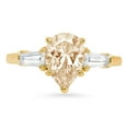 thumbnail image 1 of 2.5 ct Pear Cut Natural Morganite 3 Stone 14K Yellow Gold Womens Engagement Ring, 1 of 3