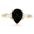 thumbnail image 1 of 2.5 ct Pear Cut Natural Onyx 3 Stone 14K Yellow Gold Womens Engagement Ring, 1 of 5