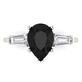 thumbnail image 1 of Clara Pucci 14K White Gold 2.5ct Onyx Three-Stone Ring for Women, 1 of 7