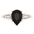 thumbnail image 1 of 2.5 ct Pear Cut Natural Onyx Three-Stone Engagement Ring for Women in 18K Rose Gold, 1 of 5