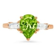 thumbnail image 1 of 2.5 ct Pear Cut Natural Peridot 3 Stone 14K Rose Gold Womens Engagement Ring, 1 of 6