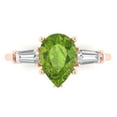thumbnail image 1 of 2.5 ct Pear Cut Natural Peridot Three-Stone Engagement Ring for Women in 18K Rose Gold, 1 of 5