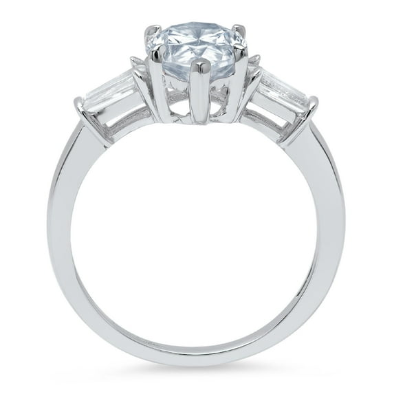 2.5 ct Pear Cut Natural Sky Blue Topaz Three-Stone Engagement Ring for Women in 18K White Gold