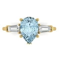 thumbnail image 1 of 2.5 ct Pear Cut Natural Swiss Blue Topaz 3 Stone 14K Yellow Gold Womens Engagement Ring, 1 of 5