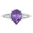 thumbnail image 1 of 2.5 ct Pear Cut Simulated Alexandrite 3 Stone 14K White Gold Womens Engagement Ring, 1 of 5