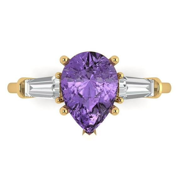 Clara Pucci 14K Yellow Gold 2.5ct Alexandrite Three-Stone Ring for Women
