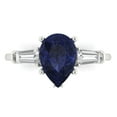 thumbnail image 1 of 2.5 ct Pear Cut Simulated Blue Sapphire Three-Stone Engagement Ring for Women in 18K White Gold, 1 of 5