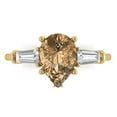 thumbnail image 1 of 2.5 ctw 3 Stone Anniversary Ring for Women | Pear Cut Simulated Champagne Diamond | Hyperallergenic Solid 18K Yellow Gold, 1 of 5
