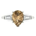 thumbnail image 1 of 2.5 ct Pear Cut Simulated Champagne Diamond Three-Stone Engagement Ring for Women in 18K White Gold, 1 of 5