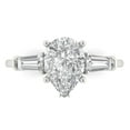 thumbnail image 1 of Clara Pucci 14K White Gold Solid Gold Clear Three-Stone Anniversary Ring for Women - 2.5 cttw Pear Cut, 1 of 7