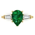 thumbnail image 1 of 2.5 ct Pear Cut Simulated Emerald 3 Stone 18K Yellow Gold Womens Engagement Ring, 1 of 5