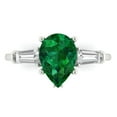 thumbnail image 1 of 2.5 ct Pear Cut Simulated Emerald Three-Stone Engagement Ring for Women in 18K White Gold, 1 of 5