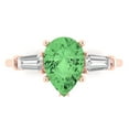 thumbnail image 1 of 2.5 ctw 3 Stone Anniversary Ring for Women | Pear Cut Simulated Green Diamond | Hyperallergenic Solid 18K Rose Gold, 1 of 5