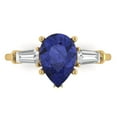 thumbnail image 1 of 2.5 ctw 3 Stone Anniversary Ring for Women | Pear Cut Simulated Tanzanite | Hyperallergenic Solid 18K Yellow Gold, 1 of 5