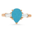 thumbnail image 1 of 2.5 ct Pear Cut Simulated Turquoise 3 Stone 14K Rose Gold Womens Engagement Ring, 1 of 3
