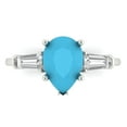 thumbnail image 1 of Clara Pucci 14K White Gold Solid Gold Turquoise Three-Stone Anniversary Ring for Women - 2.5 cttw Pear Cut, 1 of 7