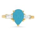 thumbnail image 1 of 2.5 ct Pear Cut Simulated Turquoise 3 Stone 14K Yellow Gold Womens Engagement Ring, 1 of 4