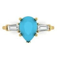 thumbnail image 1 of 2.5 ct Pear Cut Simulated Turquoise 3 Stone 14K Yellow Gold Womens Engagement Ring, 1 of 5