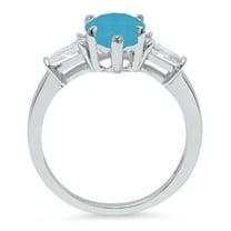 2.5 ct Pear Cut Simulated Turquoise Three-Stone Engagement Ring for Women in 14K White Gold