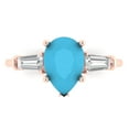 thumbnail image 1 of 2.5 ct Pear Cut Simulated Turquoise Three-Stone Engagement Ring for Women in 18K Rose Gold, 1 of 5