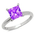 thumbnail image 1 of 2.5 ct Princess Cut Natural Amethyst Solitaire 18K White Gold Womens Engagement Ring, 1 of 3