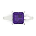 thumbnail image 1 of 2.5 ctw Solitaire Anniversary Ring for Women | Princess Cut Natural Amethyst | Hyperallergenic Solid 18K White Gold, 1 of 5