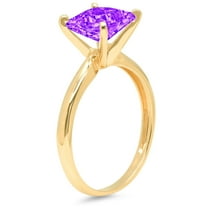 2.5 ct Princess Cut Natural Amethyst Solitaire Engagement Ring for Women in 18K Yellow Gold