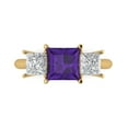 thumbnail image 1 of 2.5 ct Princess Cut Natural Amethyst Three-Stone Engagement Ring for Women in 18K Yellow Gold, 1 of 5