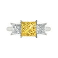 thumbnail image 1 of 2.5 ct Princess Cut Natural Citrine Three-Stone Engagement Ring for Women in 18K White Gold, 1 of 5