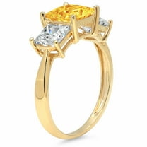 2.5 ct Princess Cut Natural Citrine Three-Stone Engagement Ring for Women in 18K Yellow Gold