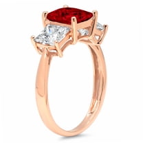 2.5 ct Princess Cut Natural Garnet Three-Stone Engagement Ring for Women in 18K Rose Gold