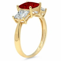 2.5 ct Princess Cut Natural Garnet Three-Stone Engagement Ring for Women in 18K Yellow Gold