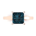 thumbnail image 1 of 2.5 ct Princess Cut Natural London Blue Topaz Solitaire 14K Rose Gold Womens Engagement Ring, 1 of 5