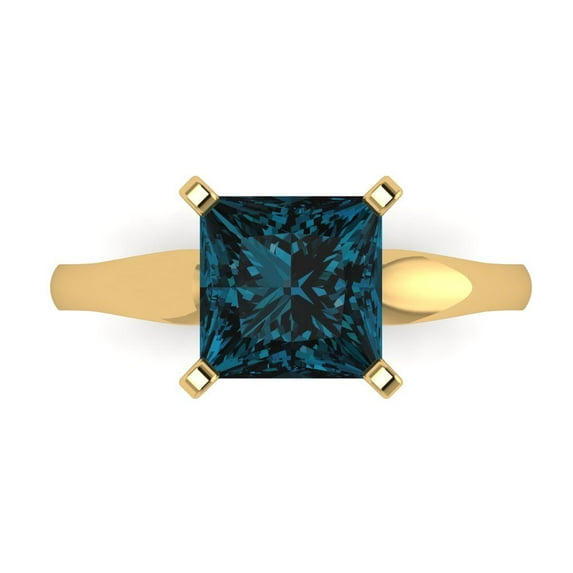 Clara Pucci 14K Yellow Gold 2.5ct LondonBlueTopaz Solitaire Ring for Women