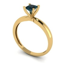 2.5 ct Princess Cut Natural London Blue Topaz Solitaire Engagement Ring for Women in 18K Yellow Gold