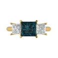 thumbnail image 1 of 2.5 ct Princess Cut Natural London Blue Topaz Three-Stone Engagement Ring for Women in 18K Yellow Gold, 1 of 5