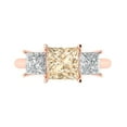 thumbnail image 1 of Clara Pucci 14K Rose Gold Solid Gold Morganite Three-Stone Anniversary Ring for Women - 2.5 cttw Princess Cut, 1 of 8