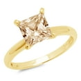 thumbnail image 1 of 2.5 ct Princess Cut Natural Morganite Solitaire 18K Yellow Gold Womens Engagement Ring, 1 of 3