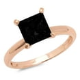 thumbnail image 1 of 2.5 ct Princess Cut Natural Onyx Solitaire 18K Rose Gold Womens Engagement Ring, 1 of 3