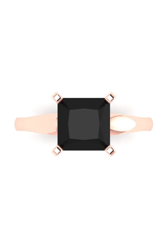 14K Rose Gold 2.5ct Onyx Solitaire Ring for Women